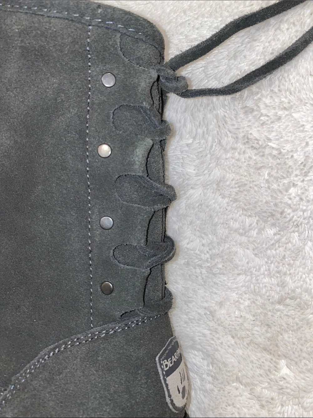BearPaw Black Suede Shearling Cuff Winter Boots